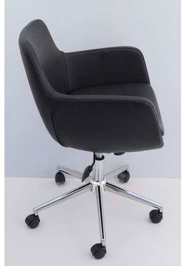 Bulut Rahat Siyah Deri Ofis Sandalyesi