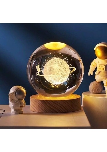 Satürn Çemberindeki Kız Işıklı Cam Küre, Usb Li-1266 Çok Renkli