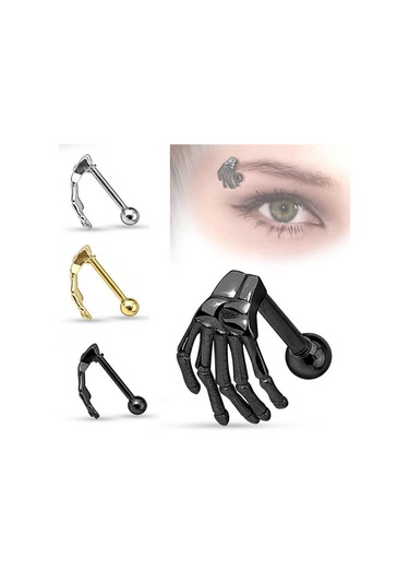 Altın Paslanmaz Çelik 3 Renk Delici Kaş Tragus Burun Meme Halkası Bar Dudaklar Pirsingler