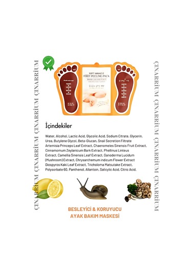 Ayak Peeling Maskesi 1 Li Soyulma Etkili, Ölü Deri Temizleyici Ve Pürüzsüzleştirici Bakım