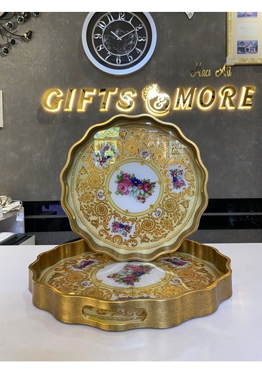 Yuvarlak Tepsi Kçk Altın