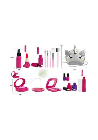 Geekyou Kızlar İçin Eğlenceli Makyaj Seti, 16 Parça Oyun Kosmetik Kiti, Saklama Çantalı Hediye Paketi Çok Renkli