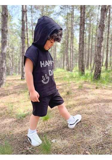 Kapüşonlu Yazlık Baskılı Takım 2404kpsnyzlyk Siyah