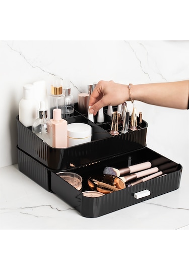 Porsima 0619 Çekmeceli Takı Organizeri Makyaj Düzenleyici Kutu Si Siyah