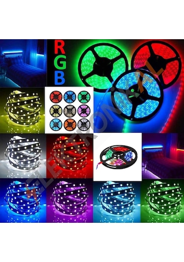 Aukes Rgb Şerit Led 5M Silikonlu Dış / İç Mekan