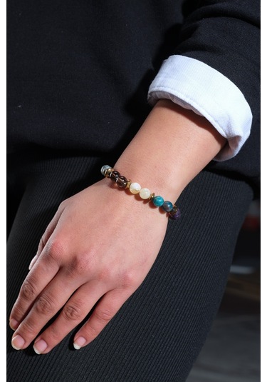 Ssilhoutte Doğaltaş Sertifikalı Doğaltaş Öğrenci Okul Başarı Bilekliği Akik Labradorit Ametist Sitrin Hediye Bileklik Çok Renkli