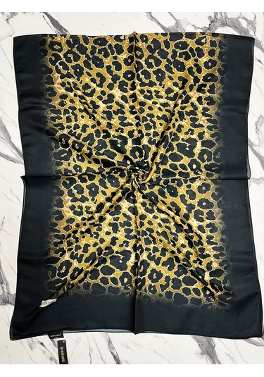İpekseli Leopar Desenli Organik Pamuk Şal - 4 04