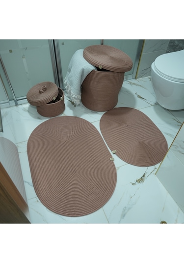 Zengin Supla Banyo Paspas Seti Gül Kurusu