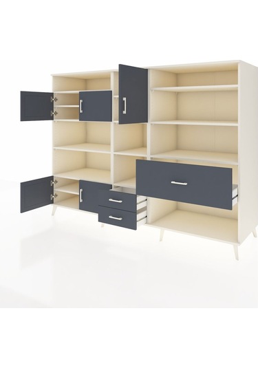 Kronos Dolap 13 Raflı 3 Çekmeceli 5 Kapaklı 220x59x163 Aytaşı-ant Aytaşı-antrasit