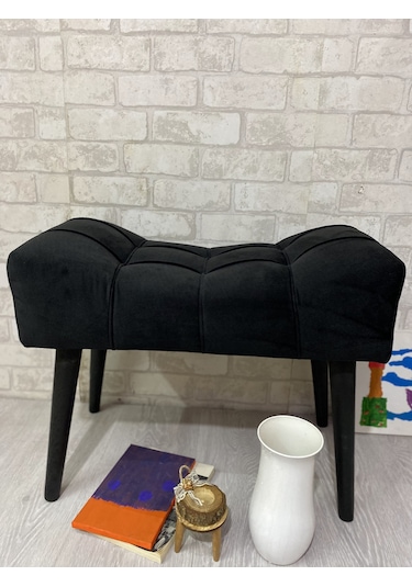 puf , siyah ,puf  ahşap  ayak çima dikiş spor modern tasarım şık