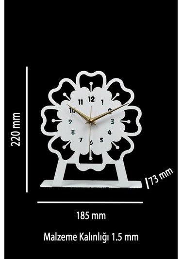 Mercan Model Metal Lazer Kesim Akar Sessiz Mekanizmalı Masa Saati Beyaz