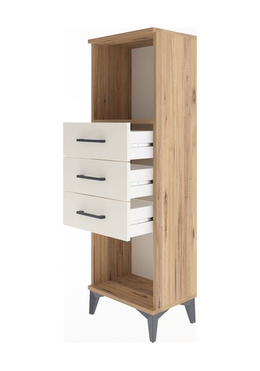 Arges Dolap Tek Raflı 3 Çekmeceli 44x30x134 Çam-aytaşı Atlas Çam