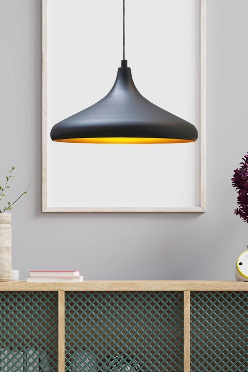 Champion Siyah Özel Kablo Avize - Alüminyum 35 Cm Cafe Rustik Sarkıt Mutfak Lamba Modelleri Siyah