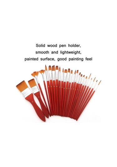 Willowhaven 24 Adet Kanvas Çanta Naylon Yün Guaj Fırça Seti Kırmızı Boya Aksesuarları