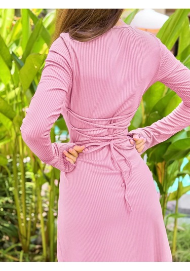 Numpele Bağcıklı Kısa Elbise 230291754 Pembe
