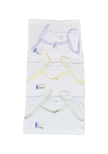 Seher Yıldızı İp Askılı Penye Pamuklu Kız Çocuk Atlet 6'lı - Beyaz