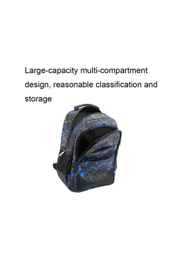 Three-piece Student Backpack Set Casual Large Capacity Outdoor Travel Backpack Blue Camouflage Mavi