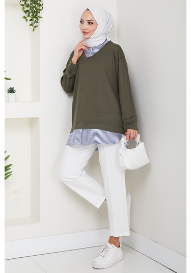 Gömlek Yaka Oysho Tunik 1612 - Haki Haki