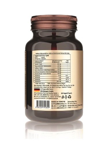 Validus Taurine Glucoronolactone Lion's Claw Extract Guarana Extract 60 Kapsül