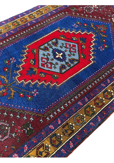 El Dokuma Sıfır Büyük Yahyalı Halısı 130x225 Kök Boya Yün Halı Lacivert