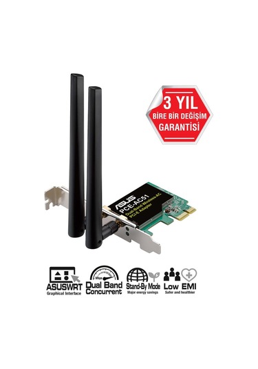 Asus Pce-Ac51 Kablosuz Ac750 Pcı Express Adaptor