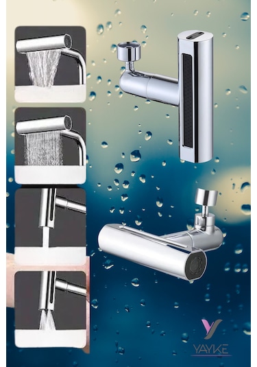 Yayke 4 Modlu Şelale Basınçlı Su Tasarruflu Fiskiye Musluk Ucu
