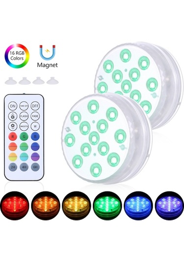 Trendooze Zamanlayıcı Ve Ve Uzaktan Su Su Su Rgbw Rf Renk Modu, Mıknatıs Led'li Lambası, Kupası, Kumandalı Işığı, Ip68 Havuz Gölet Geçirmez Fonksiyonu, Fıskiyesi Emme Dimmable Aydınlatma Altı Altı Adet 3 16 13 Xv