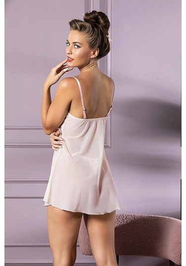 Transparan Mini Boy Babydoll Ve String Takım Mgp32042 Somon