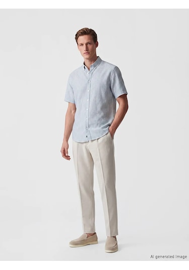 Lc Waikiki Mavi Regular Fit Çizgili Dokulu Erkek Gömlek