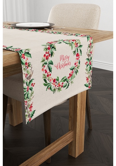 Kırmızı Yeşil Yılbaşı Temalı Dijital Baskılı Runner Cgh799-Rn