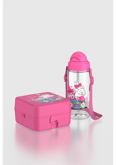 Renga Leya Kral Şakir Canan Desenli 1000 Ml Çocuk Beslenme Kabı Ve 500 Ml Suluk Seti 222051 Pembe Pembe