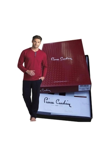 Pierre Cardin 5370 Pijama Şort 3 Lü Damat Çeyiz Seti - Bordo Bordo