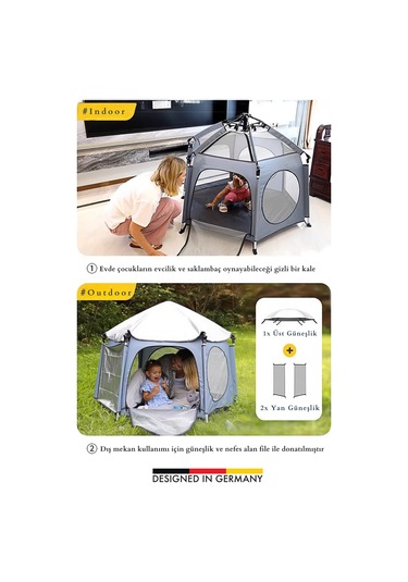 Kiwi Safari Çocuk-bebek Oyun Parkı Çadırı +50 Uv Korumalı,kolay Kurulum,alüminyum Sağlam Gövde - Latte