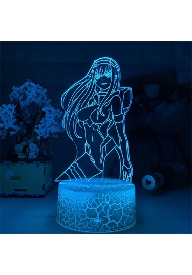 Anime Lambası 3d Gece Lambası Darling İn The Franxx Zero İki Figürlü Gece Lambası Dokunmatik 7 Renk Uzaktan Kumanda 16 Renk Değişimi Çok Renkli