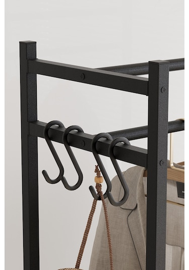 Bofigo Konfeksiyon Askısı Ayaklı Askılık Elbise Askılığı Raflı Askılık Jüpiter Antrasit Antrasit