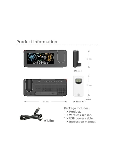 Zx3538 Yeni Elektronik Projeksiyon Saat Hava İstasyonu Hava Tahmini Sıcaklık Ve Nem Renkli Ekran Dijital Çalar Saat