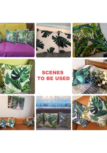 Sones Tropikal Bitkiler Yastık Kılıfı Polyester Dekoratif Yastık Kılıfları Yeşil Yapraklar Yastık Kılıfı Kare 45cm X45cm 27