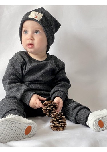 MiaBaby Bereli Üçlü Takım 001 Antrasit