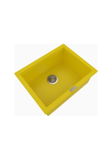 Polex Cristalüx Granit Evye P-09 Sarı Tezgah Altı Ve Tezgah Üstü Kare Mutfak Evyesi 55.5x43.5 CM