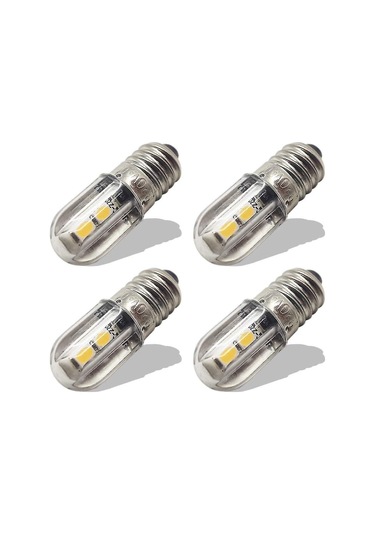 E10 Led Ampul 220v 230v Ac Enerji Tasarruflu Led Gösterge Işığı 8mm Vida Tabanı 3030 4smd Led Yonga Seti Yükseltme Lambası, Sıcak Beyaz 4'lü Paket Hy