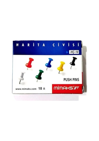 Harita Çivisi Pano İğnesi Mimaks Renkli Harita Çivisi 1 Paket