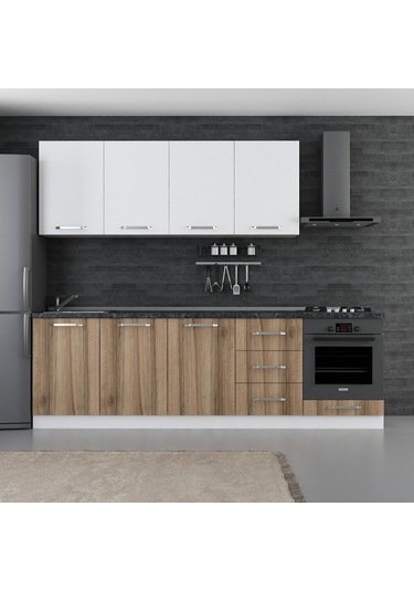 Minar 260 Cm Mutfak Dolabı Beyaz Dore 260-d6