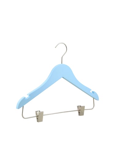 Nyn Ahşap 3-7 Yaş Mandallı Çocuk Askısı Mavi Renk 4 Adet