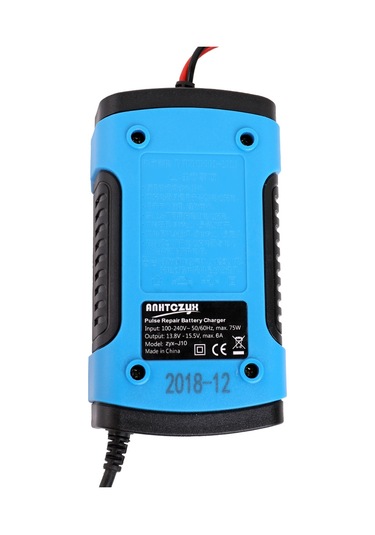 Symbee 12v 6a Akıllı Akü Şarj Cihazı, Tam Otomatik, Pil Onarımı, Soğutma Fanlı, Lityum Dışında Akü Tipleri İçin, Mavi, Avrupa Standartı