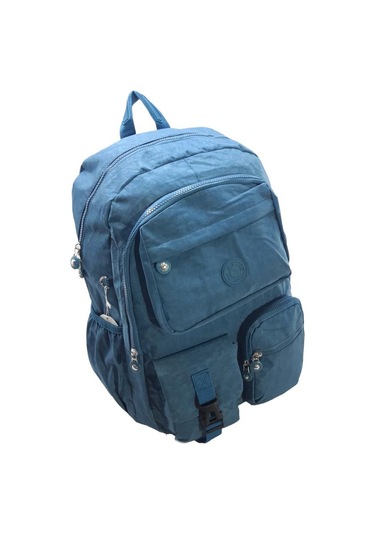 Klinkır Okul Çantası Lise Ortaokul Üniversite Kadın Sırt Çantası Hafif Kumaş Çok Cepli Mavi