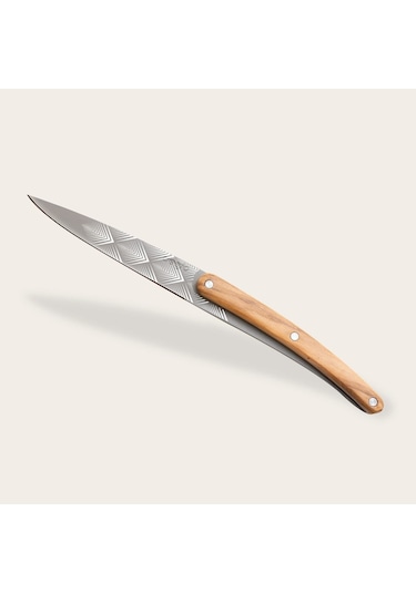 2 Deejo Paring Knives, Olive And Coral Wood / Art Deco Kahverengi