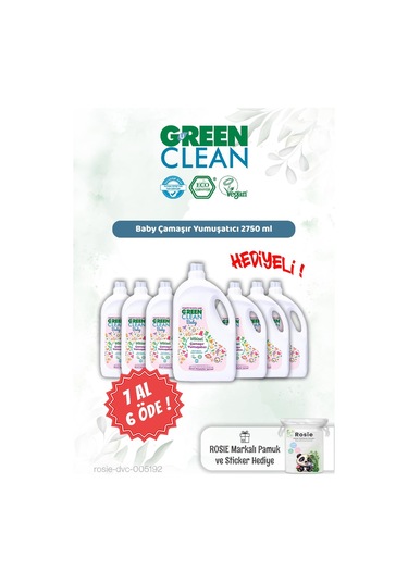 Green Clean Baby Çamaşır Yumuşatıcı 2750 Ml 7 Al 6 Öde Ve Rosie Hediye