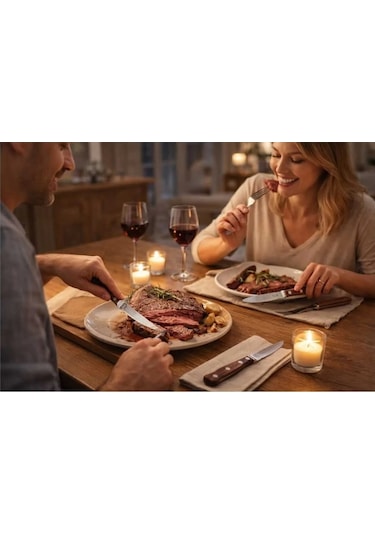 Marob 2 Li Bistecca Steak Bıçağı Ahşap Saplı