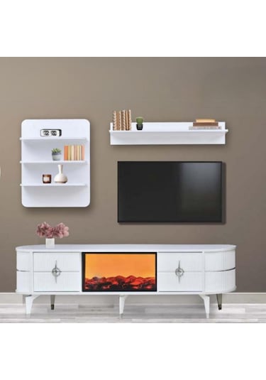 Maya Duvar Ünitesi - Beyaz Gümüş Beyaz - Gümüş