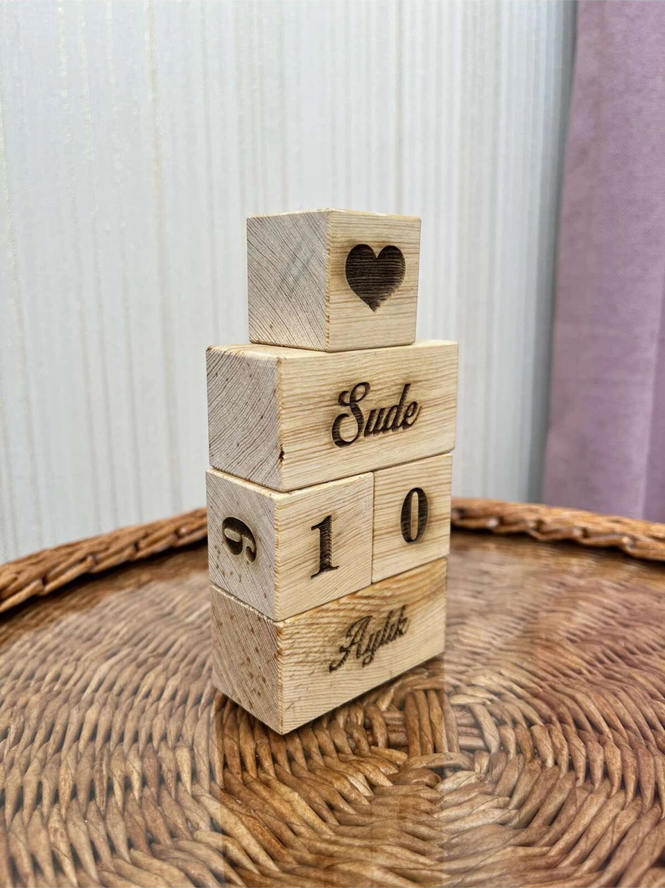 İsimli Bebek Anne Anı Küpü Dekor Türkçe 5 Li Set Isimli Ahşap Bebek Anı Küpleri